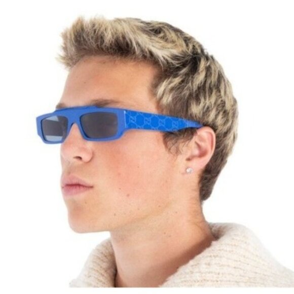 NEW GUCCI SUNGLASSES BLUE MEN EYEWEAR GUCCI - Picture 3 of 4